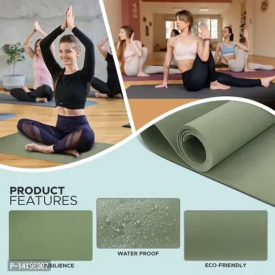 DecorSecrets Anti-Skid Yoga Mat for Men  Women, Exercise for Gym/Home Workout Fitness Green 6 mm Yoga Mat (Dark Green)-thumb0