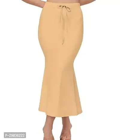 Comfortable Beige Linen Solid Saree Shapewear For Women