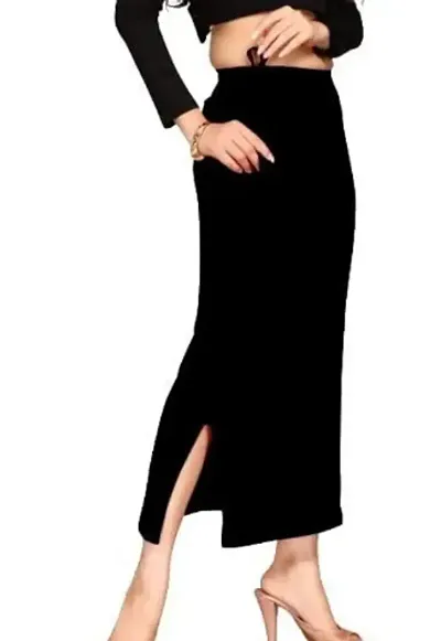 Comfortable Black Linen Solid Saree Shapewear For Women