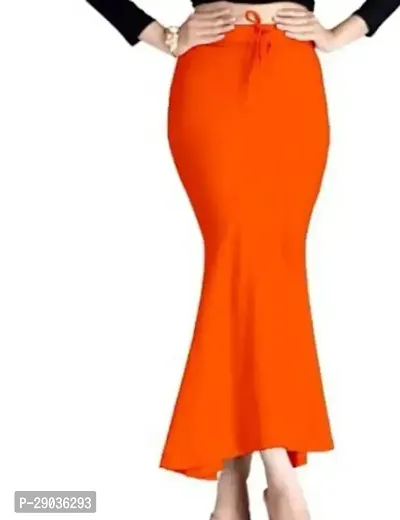 Comfortable Orange Linen Solid Saree Shapewear For Women-thumb0