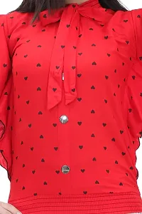 Maream Enterprise Cotton Casual Regular Fit Polka Dot Ruffle Sleeves Top (Red, 11-12 Years)-thumb3