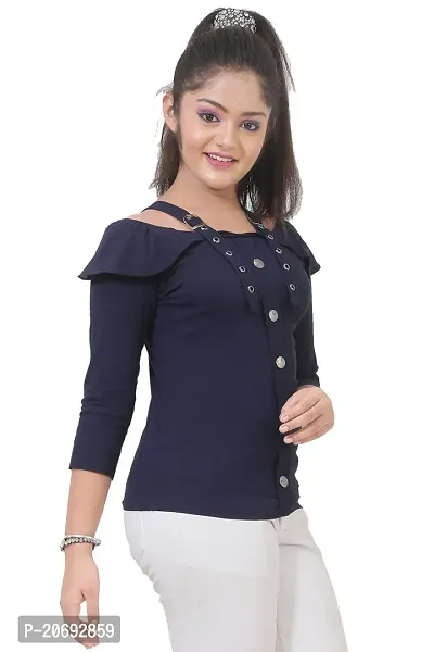 Maream Enterprise Cotton Casual Regular Fit Solid 3/4th Sleeves Button Design Top-thumb2
