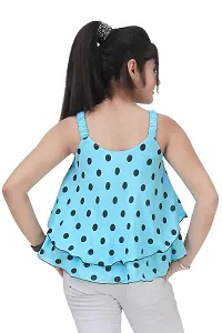 Maream Enterprise Cotton Casual Regular Fit Polka Dot Sleeveless Top (Light Blue, 9-10 Years)-thumb2