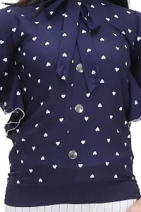 Maream Enterprise Cotton Casual Regular Fit Polka Dot Ruffle Sleeves Top (Blue, 8-9 Years)-thumb3