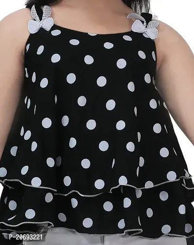 Maream Enterprise Cotton Casual Regular Fit Polka Dot Sleeveless Top (Black, 7-8 Years)-thumb4