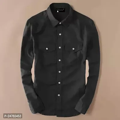 Men Regular Fit Solid Spread Collar Casual Shirt