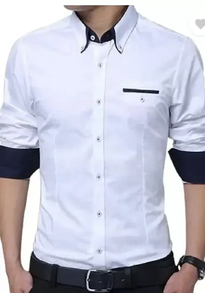 Men Regular Fit Solid Button Down Collar Casual Shirt