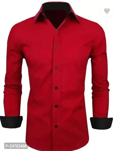 Men Regular Fit Solid Spread Collar Casual Shirt-thumb0