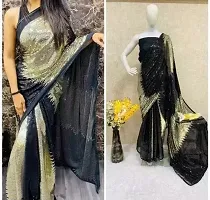 Stylish Georgette Golden Printed Saree with Blouse piece For Women-thumb1