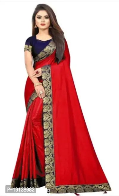 Stylish Vichitra Silk Red Printed Saree with Blouse piece For Women-thumb0