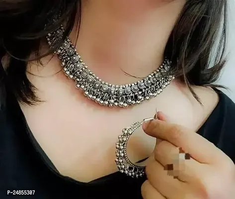 Stylish Fancy Designer Silver Jewellery Set For Women-thumb0