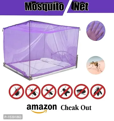 IGNOTO Polycotton Mosquito net for Single Bed (3x6 FT)|| King and Queen Size Bed/Double Bed/machardani for Indoor/Outdoor || Any Random Color Will be Dispatched-thumb2