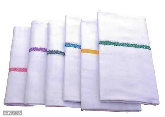 IGNOTO Handloom White Cotton Bath Towel/Kerala Thorthu/ Gamcha/Angocha (30x60, 2.5 feet Width x 5 feet Length, Light Weight, Fast Absorbing, Quick Drying) Pack of 4-thumb0