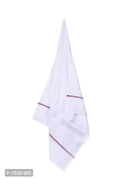 IGNOTO Handloom White Cotton Bath Towel/Kerala Thorthu/ Gamcha/Angocha (30x60, 2.5 feet Width x 5 feet Length, Light Weight, Fast Absorbing, Quick Drying) Pack of 4-thumb3