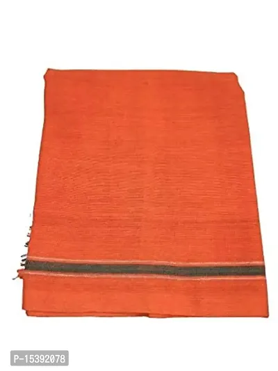 IGNOTO (Pack of 3 Handloom Bhagwa/Saffron Cotton Bath Towel/Kerala Thorthu/ Gamcha/Angocha (Light Weight, Fast Absorbing, Quick Drying)-thumb3