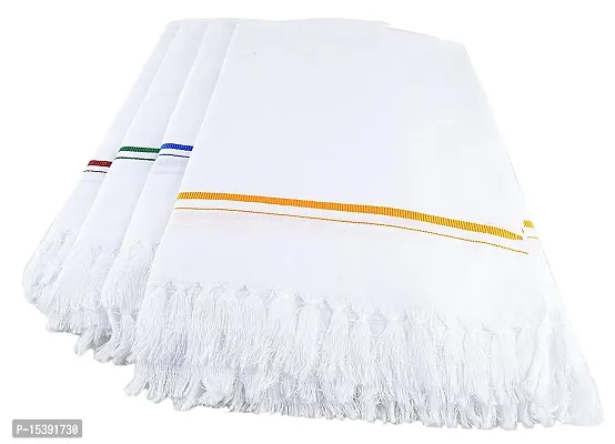 IGNOTO Handloom White Cotton Bath Towel/Kerala Thorthu/ Gamcha/Angocha (30x60, 2.5 feet Width x 5 feet Length, Light Weight, Fast Absorbing, Quick Drying) Pack of 3-thumb5