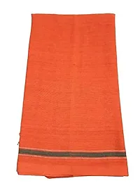IGNOTO (Pack of 3 Handloom Bhagwa/Saffron Cotton Bath Towel/Kerala Thorthu/ Gamcha/Angocha (Light Weight, Fast Absorbing, Quick Drying)-thumb1