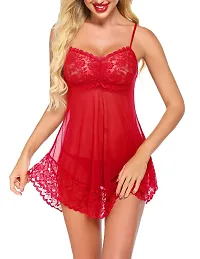 IGNOTO Babydoll Lingerie for Women || Nightwear, Honeymoon Sleepwear Baby doll Dress for Ladies ||1024-RED-thumb1