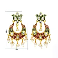 Designer Indian Traditional Rajasthan Meenakari Ethnic Trendy Stylish Earring Pair Wedding Anniversary and Special Occasion Gift for Girls and Women (Red)-thumb3