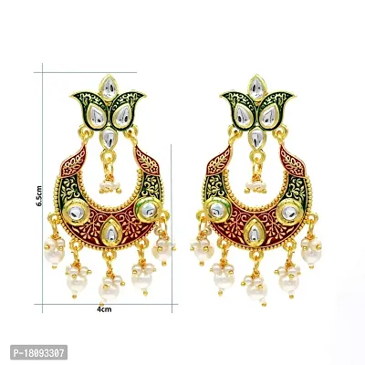 Designer Indian Traditional Rajasthan Meenakari Ethnic Trendy Stylish Earring Pair Wedding Anniversary and Special Occasion Gift for Girls and Women (Red)-thumb4