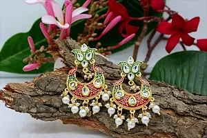 Designer Indian Traditional Rajasthan Meenakari Ethnic Trendy Stylish Earring Pair Wedding Anniversary and Special Occasion Gift for Girls and Women (Red)-thumb1