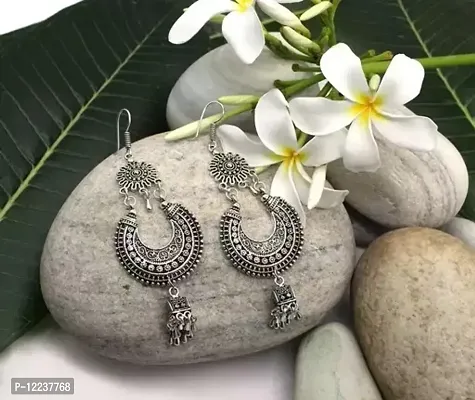 Elegant Oxidized German Silver Earrings For Women