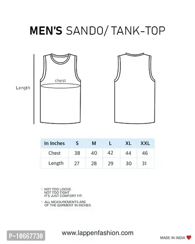 Lappen Fashion Men?s Printed Sandoz T-Shirts | Hooded Sleeveless Tees | Round Neck Sando for Sports Wear, Running | Trendy & Stylish Look | Meri Life Wordings Theme Tees ? Set of 1 (Small, Black)-thumb4