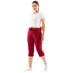 Lappen Fashion Women?s Bottom Wear | Combo of Half Pants | Capri Pants | Regular Fit Night Wear | One-Sided Pocket | for use Running Sports | Stylish Look (Small, Grey & Maroon & Blue)-thumb3