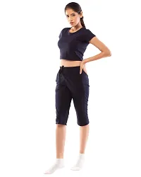 Lappen Fashion Women?s Bottom Wear | Combo of Half Pants | Capri Pants | Regular Fit Night Wear | One-Sided Pocket | for use Running Sports | Stylish Look (Small, Grey & Maroon & Blue)-thumb4