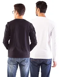 Lappen Fashion Men's Arrow and Square Printed Trendy T-Shirt | Round Neck, Pure Cotton | Regular fit, Ultra Soft, Stylish Look | Full Sleeve Casual | Tees Combo - Pack of 2 (X-Large, Black & White)-thumb1