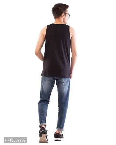 Lappen Fashion Men?s Printed Sandoz T-Shirts | Hooded Sleeveless Tees | Round Neck Sando for Sports Wear, Running | Trendy & Stylish Look | Meri Life Wordings Theme Tees ? Set of 1 (Small, Black)-thumb2