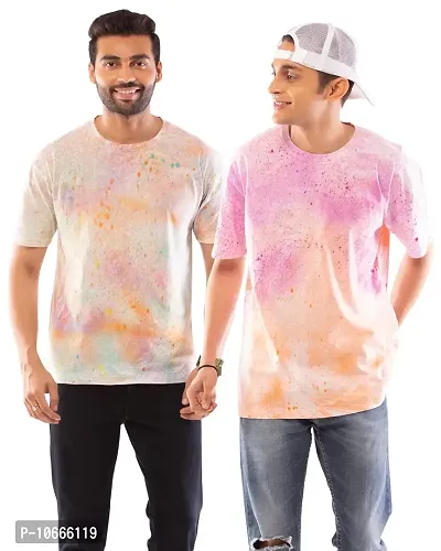 Lappen Fashion Combo of Men's Tie & Dye T-Shirt | Half Sleeve Round Neck Slim Fit Cotton | Sprayed Tshirts | Printed T-Shirts | Casual Smart Look (Small, Standard Pattern & Dual Sprayed)-thumb0