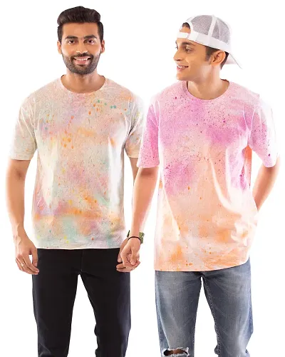 Lappen Fashion Combo of Men's Tie & Dye T-Shirt | Half Sleeve Round Neck Slim Fit Cotton | Sprayed Tshirts | Casual Smart Look