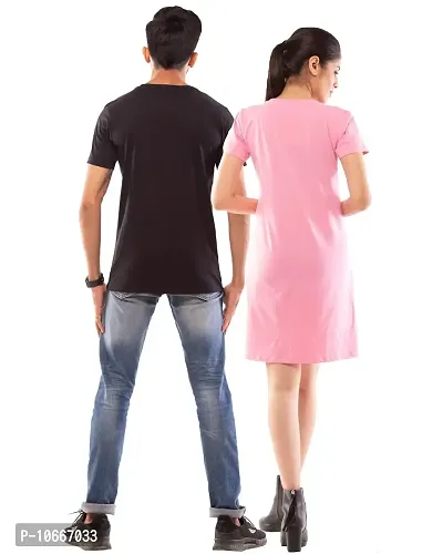 Lappen Fashion Couple?s Printed T-Shirt | Tee Dress for Women | Half Sleeve Tees for Men | Cotton Round Neck | Pre Wedding Tshirt | Faith Over Fear Wordings Theme - Combo Pack-thumb2