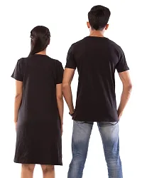 Lappen Fashion Couple?s Printed T-Shirt | Tee Dress for Women | Half Sleeve Tees for Men | Pre Wedding T Shirt | Stylish Look | She & He Wordings Theme - Set of 2 (Large, Black)-thumb1