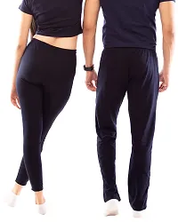 Lappen Fashion Combo of Track Pants with Ankle Length for Couple?s | Regular Slim Fit Plain Cotton Joggers | Night Wear | with Pockets Trousers. (Large, Navy Blue)-thumb1