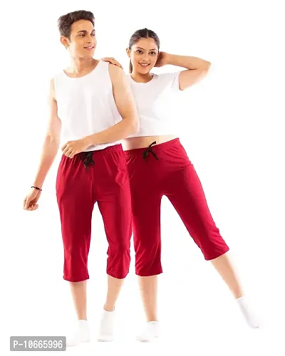 Lappen Fashion Combo of Half Pants for Couple’s | Regular Fit Plain Cotton Bottom Wear | Capri Pants | Pure Cotton, Ultra Soft | for use Running Sports Gym | Casual Stylish Look (Medium, Maroon)-thumb4