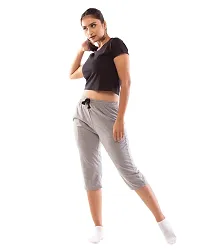 Lappen Fashion Women?s Bottom Wear | Combo of Half Pants | Capri Pants | Regular Fit Night Wear | One-Sided Pocket | for use Running Sports | Stylish Look (Large, Black & Grey)-thumb4
