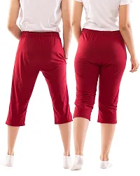 Lappen Fashion Combo of Half Pants for Couple’s | Regular Fit Plain Cotton Bottom Wear | Capri Pants | Pure Cotton, Ultra Soft | for use Running Sports Gym | Casual Stylish Look (Medium, Maroon)-thumb1