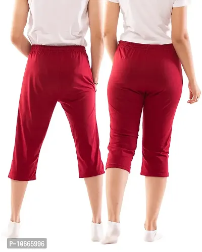 Lappen Fashion Combo of Half Pants for Couple’s | Regular Fit Plain Cotton Bottom Wear | Capri Pants | Pure Cotton, Ultra Soft | for use Running Sports Gym | Casual Stylish Look (Medium, Maroon)-thumb2