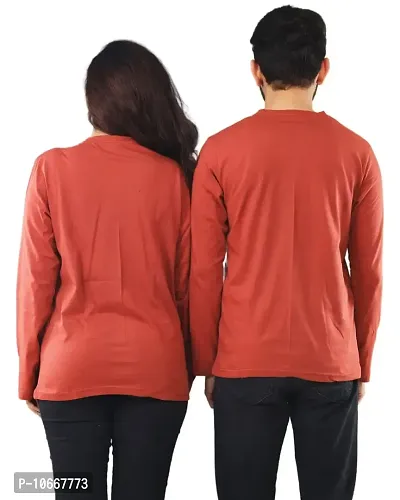 Lappen Fashion Couple Cotton Full Sleeve T-Shirt | Regular Slim Fit Plain Solid Tshirts | Pure Cotton | Round Neck, Ultra Soft |Pre Wedding Tshirt | Stylish Look (XX-Large, Brown)-thumb2