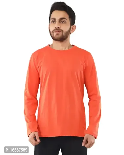 Lappen Fashion Men?s Full Sleeve T-Shirt | Cotton Round Neck | Regular Slim Fit Plain Solid Tshirts | Trendy & Stylish Tshirt | Tees for Men and Boy | Casual Smart Look (XX-Large, Orange)