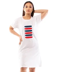 Lappen Fashion Women?s Printed T-Shirt | Combo of Tee Dress and Half Sleeve Tshirts | Round Neck | Long T-Shirts | Trendy & Stylish Theme Tees - Set of 2 (Small, White & Black)-thumb4