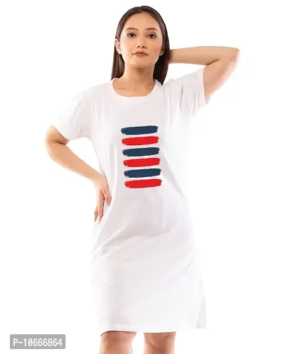 Lappen Fashion Women?s Printed T-Shirt | Combo of Tee Dress and Half Sleeve Tshirts | Round Neck | Long T-Shirts | Trendy & Stylish Theme Tees - Set of 2 (Small, White & Black)-thumb5