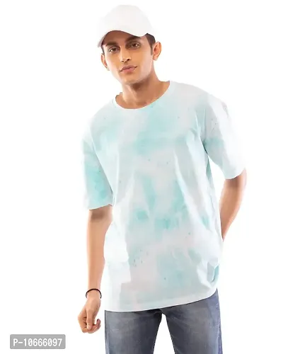 Lappen Fashion Men's Tie & Dye T-Shirt | Half Sleeve Round Neck Slim Fit Cotton | Sprayed Tshirts | Printed T-Shirts | Casual Smart Look | for Gym and Sports Wear (XL, Light Blue Sprayed)