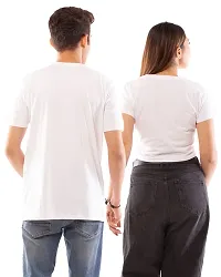 Lappen Fashion Couple?s Printed T-Shirt | Crop Top for Women | Half Sleeve Tees for Men | Cotton Round Neck | Pre Wedding Tshirt | Stylish Look | The Boss Theme - Combo Pack (Large, White)-thumb1