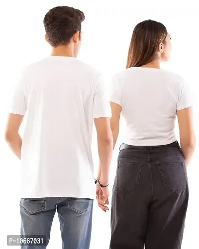 Lappen Fashion Couple?s Printed T-Shirt | Crop Top for Women | Half Sleeve Tees for Men | Cotton Round Neck | Pre Wedding Tshirt | Stylish Look | The Boss Theme - Combo Pack (Large, White)-thumb2