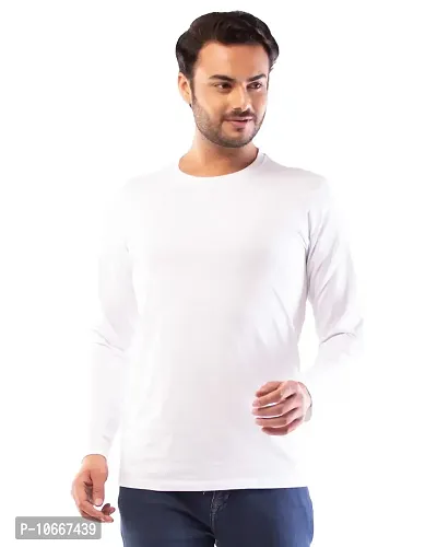 Lappen Fashion Men?s Full Sleeve T-Shirt | Cotton Round Neck | Regular Slim Fit Plain Solid Tshirts | Trendy & Stylish Tshirt | Tees for Men and Boy | Casual Smart Look (Medium, White)