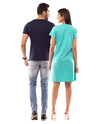 Lappen Fashion Couple?s Printed T-Shirt | Tee Dress for Women | Half Sleeve Tees for Men | Round Neck | Pre Wedding Tshirt | Stylish Look | Trendy Theme - Set of 2 (Small, Light Blue & Blue)-thumb1