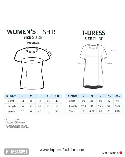 Lappen Fashion Women?s Printed T-Shirt | Combo of Tee Dress and Half Sleeve Tshirts | Long T-Shirts | Trendy & Stylish | Tel Leva Ja Gujju Theme Tees - Set of 2 (Small, Pink & White)-thumb5